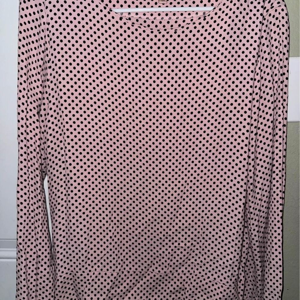Philosophy Pink and Black Polka Dot Long Sleeve Top Sz Large